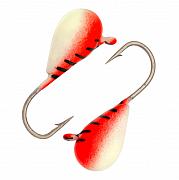 Капля с ушком d 3,0 мм, вес 0.5 гр, окраска фосфор+красная с полосками /10 шт/